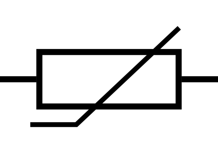 Symbol termistora stosowany na schematach