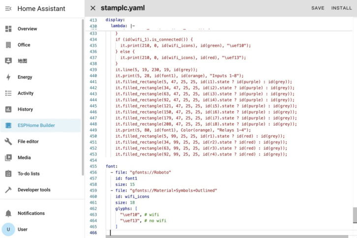 ESPHome - edytor pliku YAML z konfiguracją urządzenia w Home Assistant