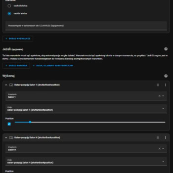 Home Assistant - edytor graficzny automatyzacji z sekcjami Kiedy, Jeżeli i Wykonaj