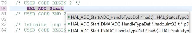 Funkcje pozwalające na rozpoczęcie konwersji ADC.