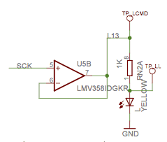 Fragment schematu odpowiedzialny za sterowanie żółtą LED.