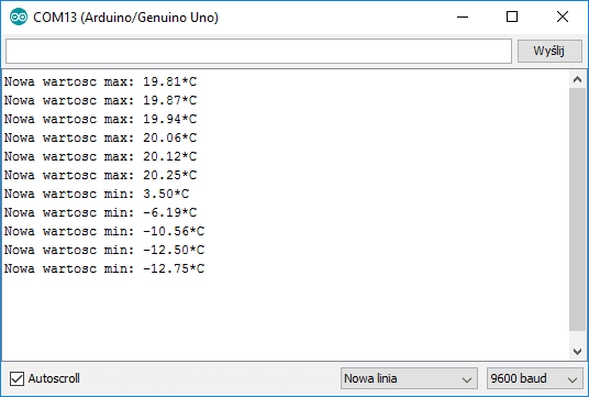 Wykrywanie minimalne i maksymalnej temperatury - wersja 2.