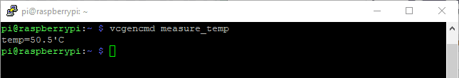 Aktualna temperatura Raspberry Pi.
