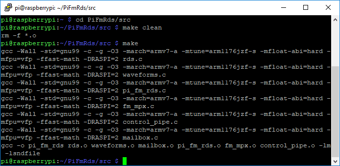 Ponowna kompilacja programu na Raspberry Pi.