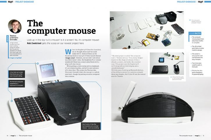 Projekt myszy-komputera ze zintegrowanym wyświetlaczem i klawiaturą