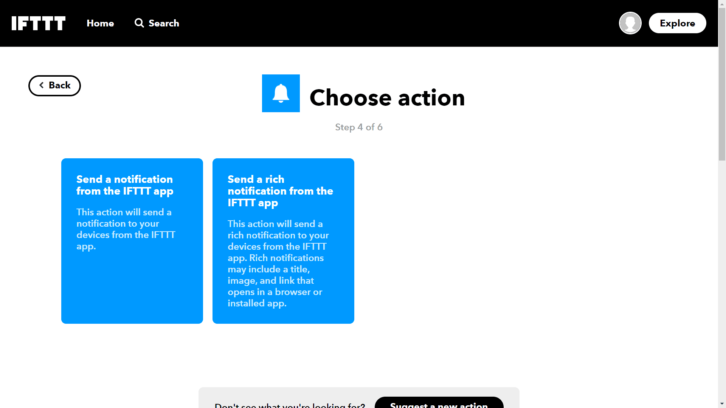 Wybór wersji powiadomień generowanych przez IFTTT