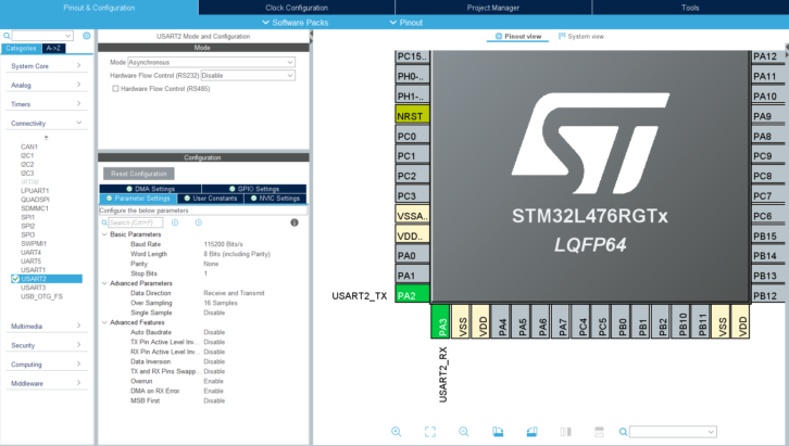 Konfiguracja UART-a na STM32 w STM32CubeIDE