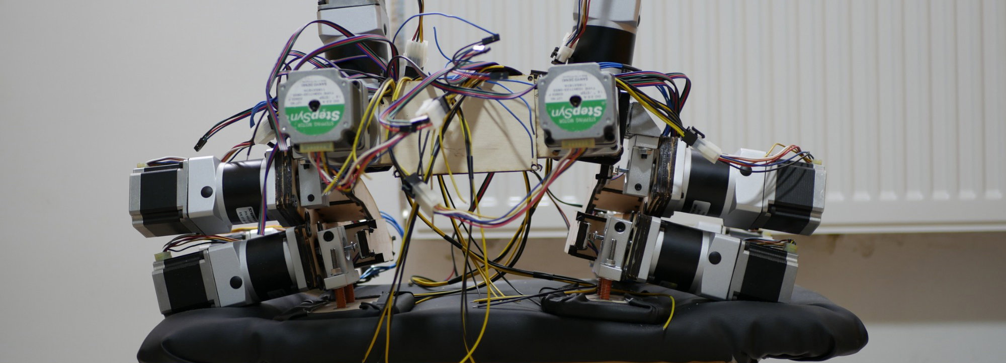 Robot dwunożny z silnikami kroczącymi (3x Raspberry Pi Pico)